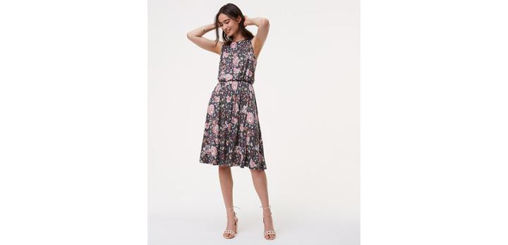 Loft Floral Ruffle Back Dress