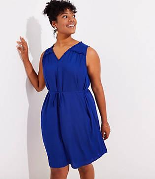 Loft Plus Tie Waist Ruffle Dress