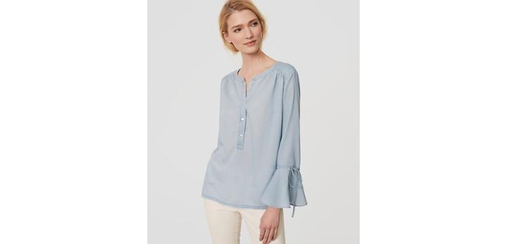 Loft Chambray Bell Sleeve Shirt