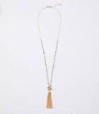 Loft Gilded Beaded Chain Tassel Necklace