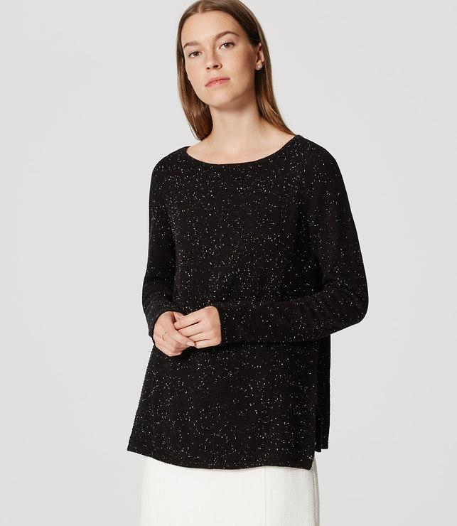 Loft Mixed Media Side Ribbed Sweater