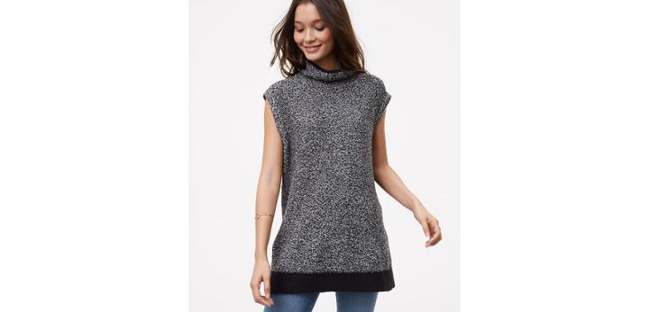 Loft Sleeveless Marled Tunic Sweater