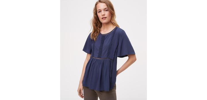 Loft Lacy Cutout Peplum Top