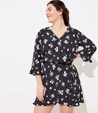 Loft Plus Floral Wrap Skort Romper