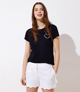 Loft Scalloped Shorts With 4 Inch Inseam