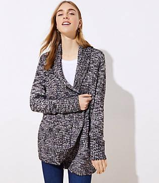 Loft Marled Shawl Open Cardigan