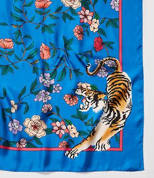 Loft Tiger Floral Silk Scarf