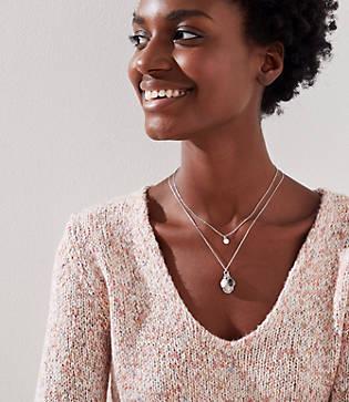 Loft Crystal Stone Cluster Pendant Necklace Set