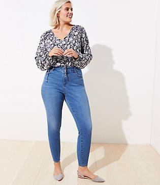 Loft Plus Modern Skinny Jeans In Mid Indigo Wash