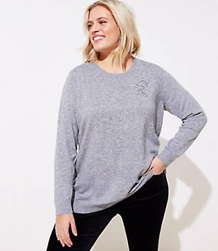 Loft Plus Crystal Floral Sweater