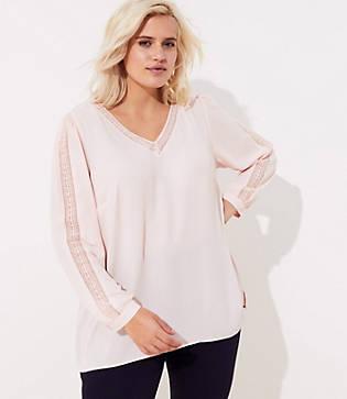 Loft Plus Lace Trim Blouse