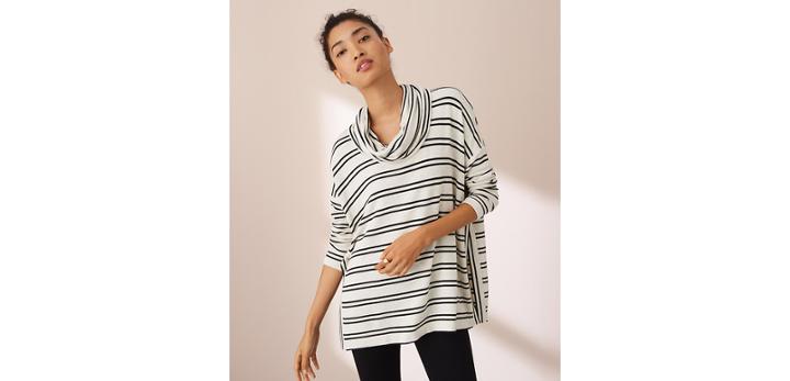 Loft Lou & Grey Striped Hi-side Signaturesoft Cowl Tunic