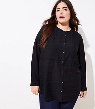 Loft Plus Textured Stripe Tunic Shirt