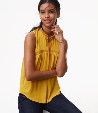 Loft Lacy Split Neck Shell