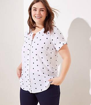 Loft Plus Dotted Dolman Cap Sleeve Shirt