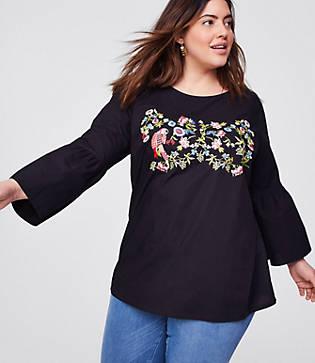 Loft Plus Parrot Jungle Bell Sleeve Top