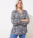 Loft Plus Blossom Mixed Media Tie Neck Top