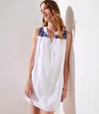 Loft Floral Embroidered Tie Neck Dress