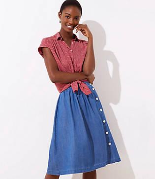 Loft Side Button Chambray Skirt