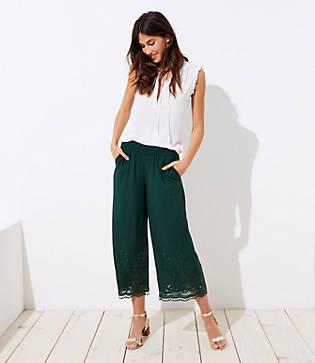 Loft Eyelet Hem Wide Leg Crop Pants