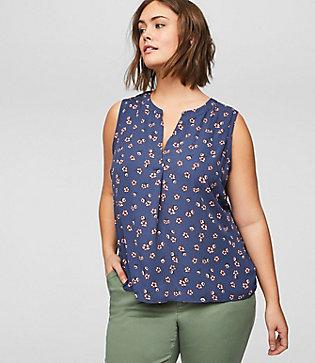 Loft Plus Azalea Pleated Mixed Media Shell