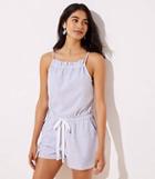 Loft Beach Seersucker Ruffled Drawstring Romper