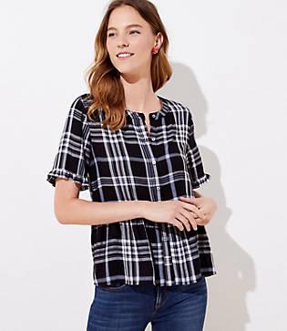 Loft Plaid Peplum Shirt