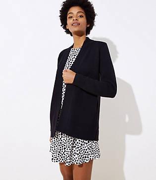 Loft Ribbed Trim Open Cardigan