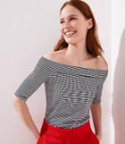 Loft Striped Elbow Sleeve Off The Shoulder Tee