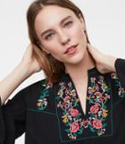 Loft Vine Embroidered Bell Sleeve Top