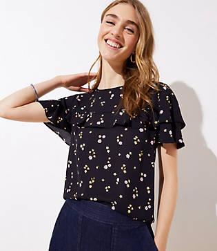 Loft Flounce Mixed Media Top