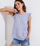 Loft Chambray Cutout Ruffle Shell