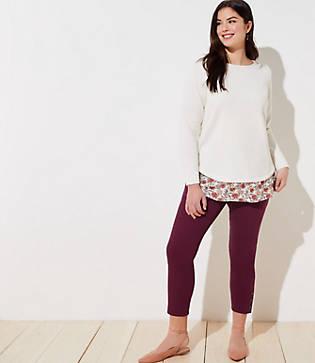 Loft Plus Floral Mixed Media Tie Back Sweater