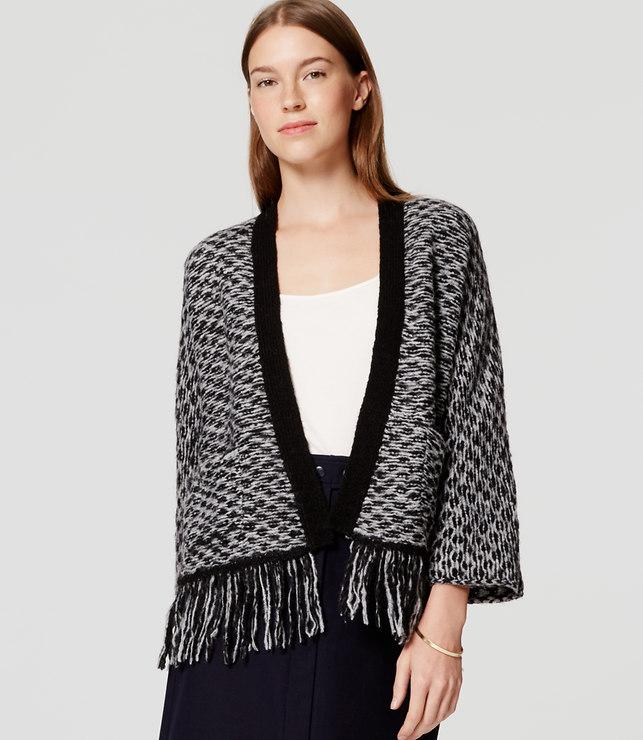 Loft Stitchy Fringe Open Cardigan