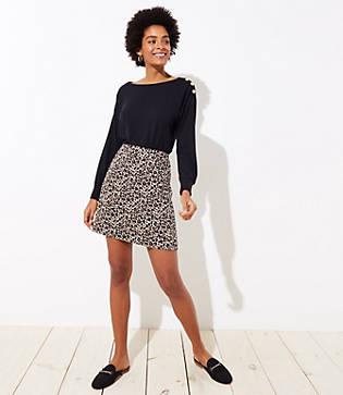 Loft Leopard Jacquard Pocket Skirt