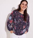 Loft Plus Nouveau Garden Smocked Mixed Media Top