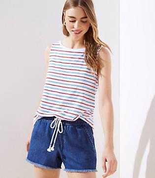 Loft Cotton & Linen Blend Pull On Shorts