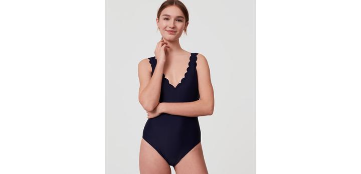 Loft Beach Scalloped One Piece Swimsuit