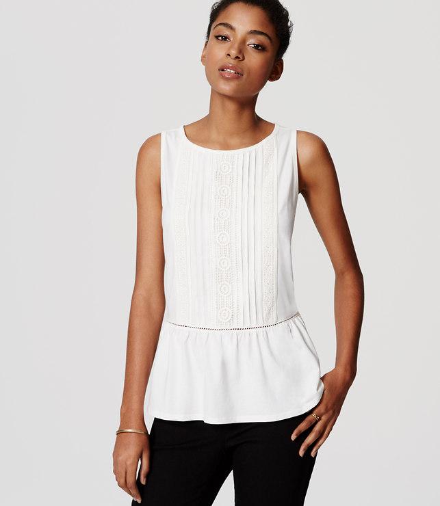 Loft Lacy Pintuck Shell