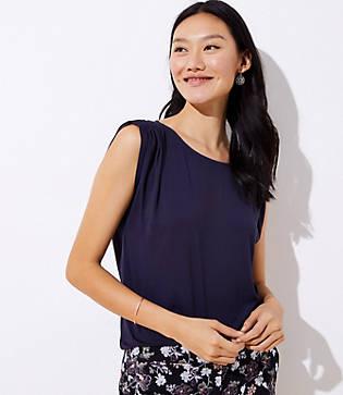 Loft Shirred Shoulder Knit Shell