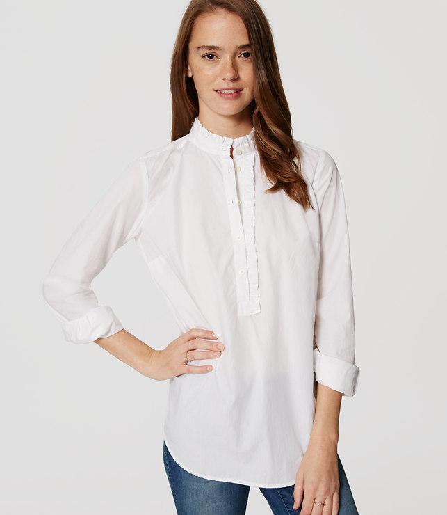 Loft Ruffle Henley Shirt