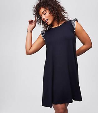 Loft Plus Striped Flutter Swing Dress