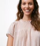 Loft Crushed Velvet Ruffle Neck Top