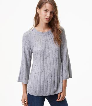 Loft Flecked Ribbed Swing Sweater