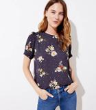 Loft Floral Puff Sleeve Button Back Top