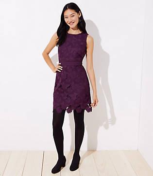 Loft Floral Scalloped Lace Dress