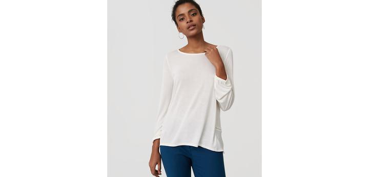 Loft Flutter Mixed Media Top