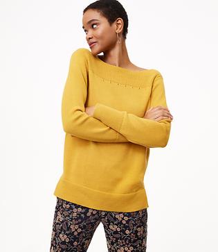 Loft Rib Trim Boatneck Sweater