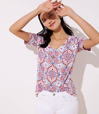 Loft Mosaic Vintage Soft V-neck Tee