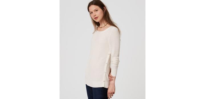 Loft Striped Side Button Sweater